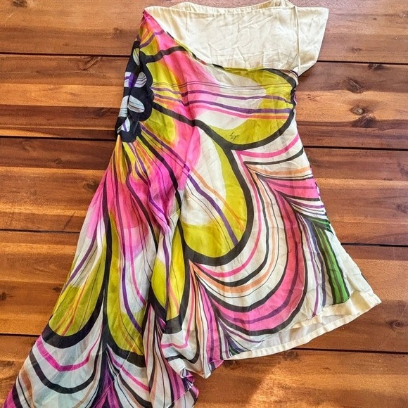 Milly of New York 100% Silk Multicolor Abstract Print Dress Size 8 Made in Italy - Picture 6 of 7